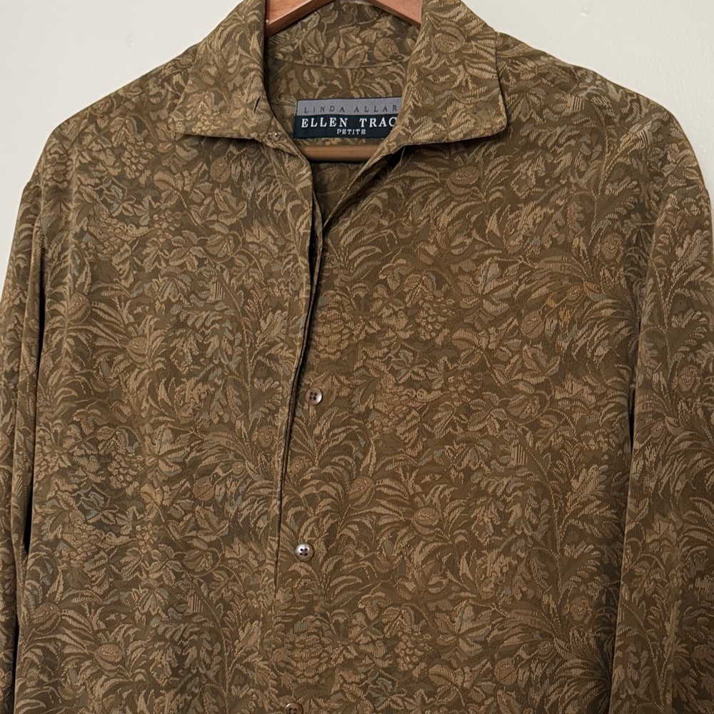 Ellen Tracy Brown Patterned Blouse - image 4